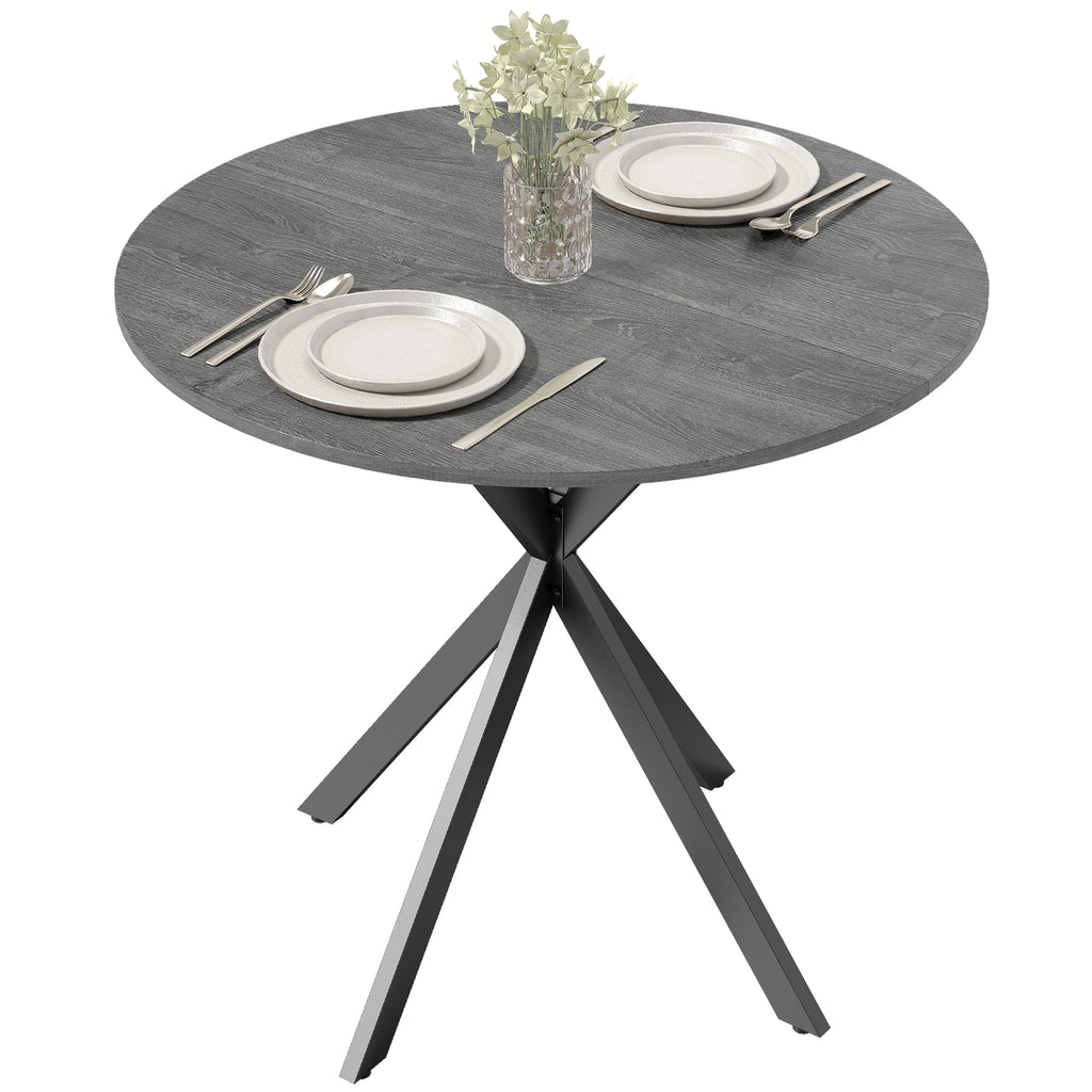 Runder Küchentisch, 80 cm, kompakte Tischplatte, Spanplatte, Metall, Grau