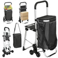 3-in-1 Einkaufstrolley Klappbar mit Sitz 40L Kapazität Duneklgrau