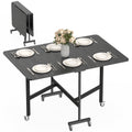 Esstisch Klappbar Küchentisch für 4-6 Personen mit 6 Rollen Mobiler Klapptisch für Kleine Räume 120x80x73 cm Schwarz