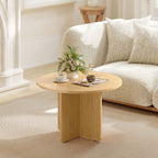 Runder Couchtisch, Bambus-Wohnzimmertisch mit Kreuzfu?, Natur