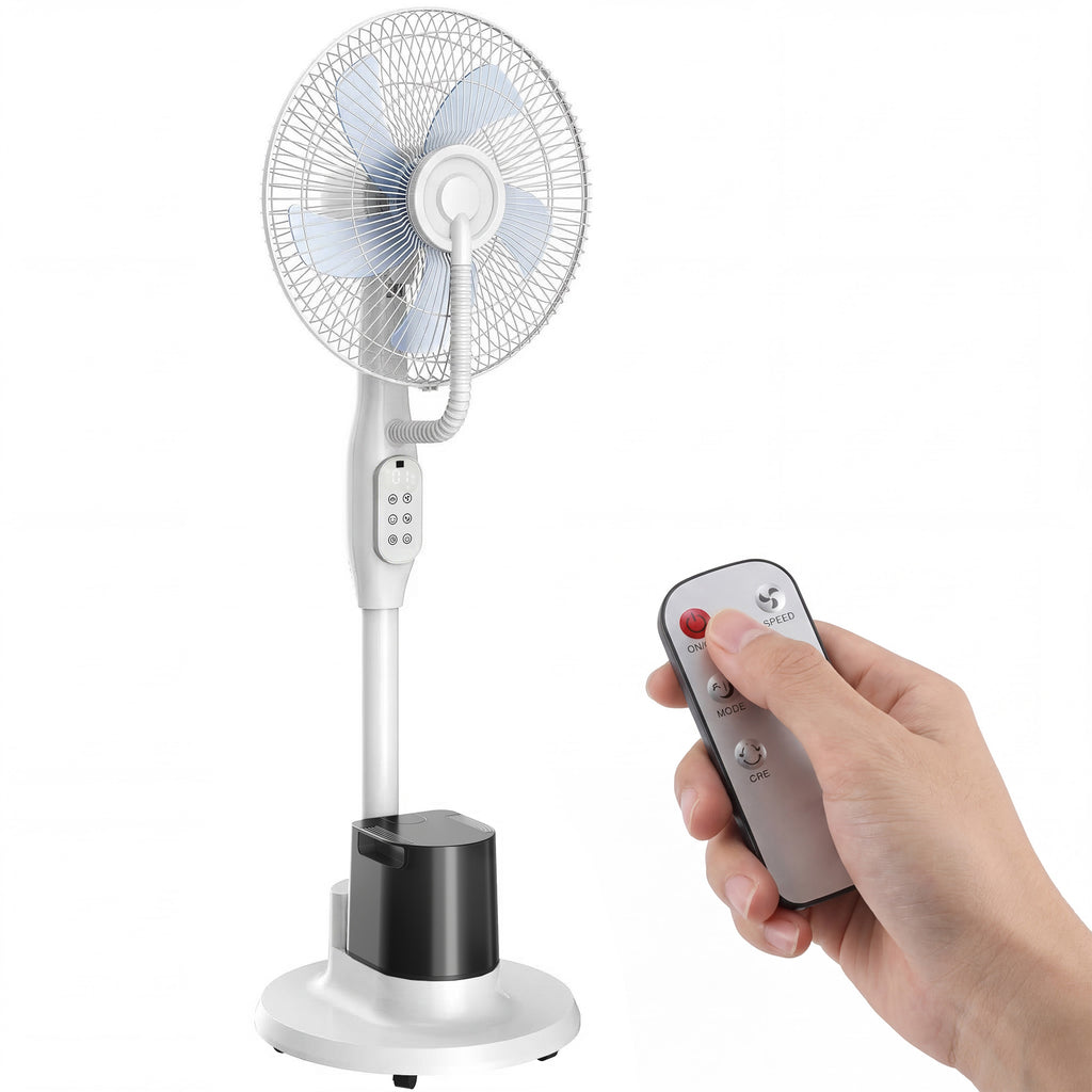Stehventilator mit Sprühnebel, 70° Oszillation, 3 Geschwindigkeiten, 3 Modi, 3,5L Wassertank, Weiß