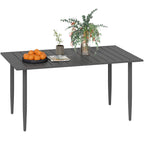 Gartentisch 150x90cm, Wetterfest Balkontisch aus Stahl, Balkontisch mit Schirmloch Schwarz