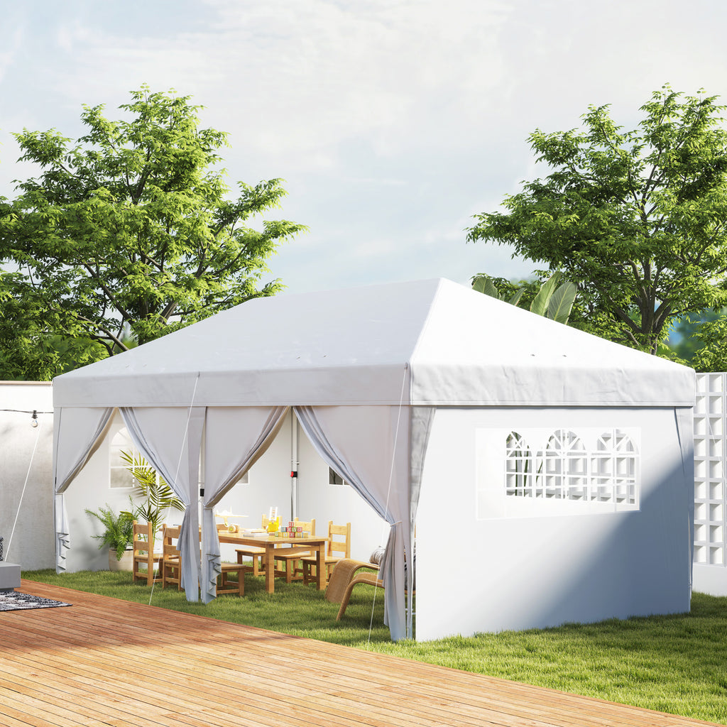 Pavillon ca. 6x3m Stabil Winterfest Pop-up Faltpavillon mit Fenster Reißverschlusstür Seitenteilen UV Schutz
