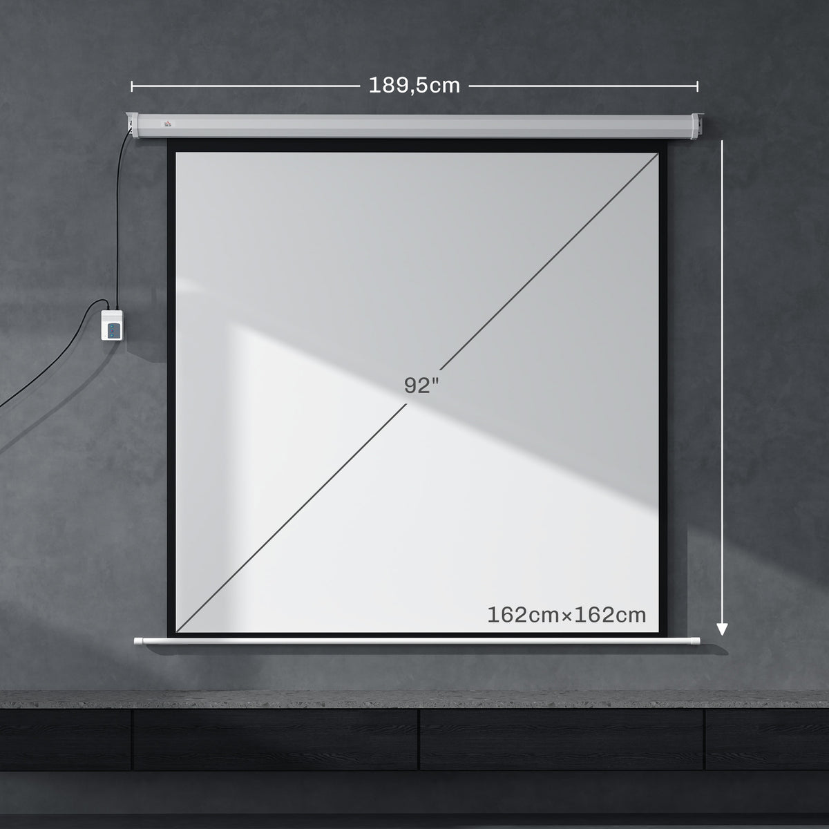 Beamer Leinwand 189,5 x 189,5 cm 92 Zoll 1:1 HD 4K Rollo-Leinwand für Heimkino für Heimkino Büro-Präsentationen