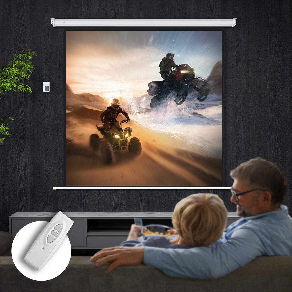 Beamer Leinwand 189,5 x 189,5 cm 92 Zoll 1:1 HD 4K Rollo-Leinwand für Heimkino für Heimkino Büro-Präsentationen