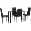 5-tlg. Essgruppe Sitzgruppe Esstisch mit 4 Stühlen, modernes Design, Glastisch, Schwarz