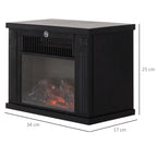 Elektrokamin mit Heizung, elektrischer Kamin mit LED Flammeneffekt, 600/1200 W Dekokamin, elektrisch Kaminfeuer Kaminofen, Schwarz