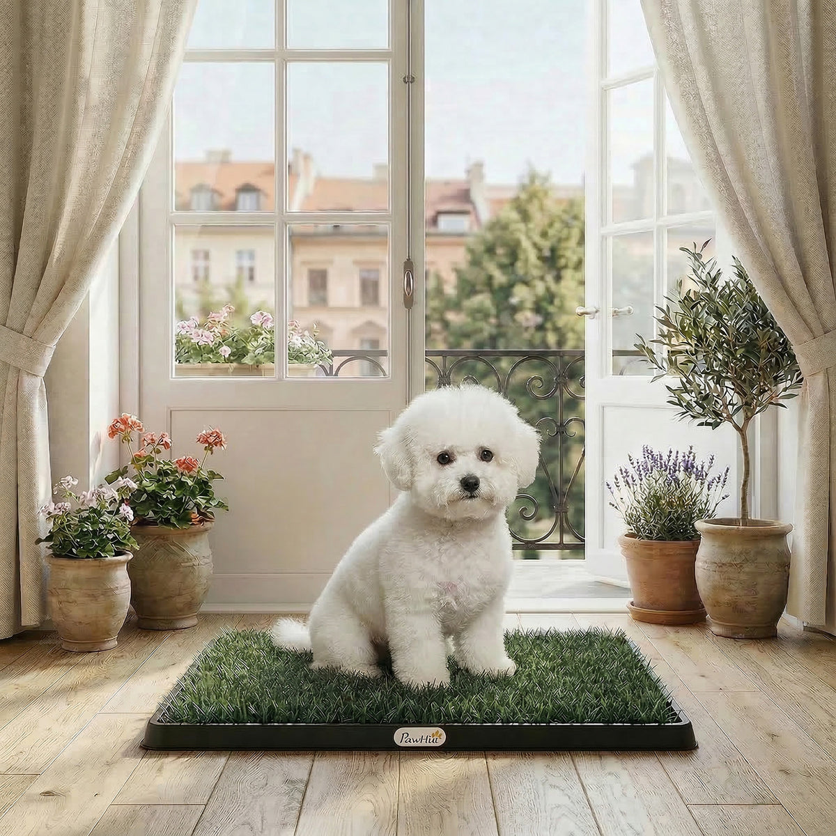 Hundetoilette 63 x 50,5 cm Hundeklo mit 2 Kunstrasen waschbar Welpentoilette für Hunde für Balkon Zuhause Schwarz+Grün