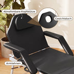 Tragbare Massageliege, 3-teilige verstellbare Kosmetikliege mit Gesichtsausschnitt, abnehmbarer Kopfstütze und Armlehnen