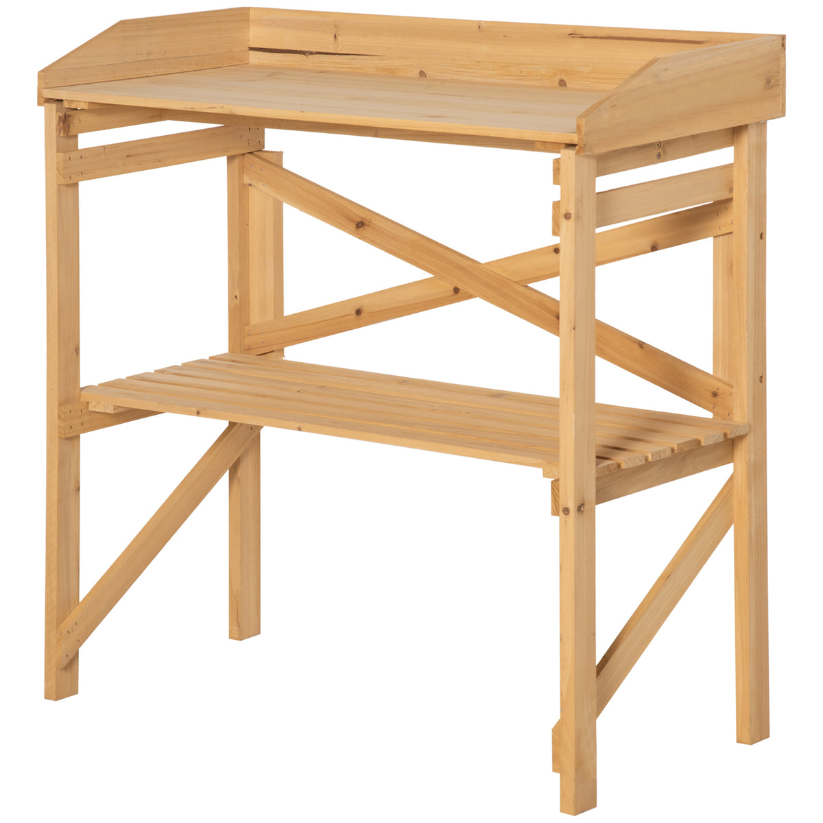 Pflanztisch mit Ablagefläche Blumentisch Gärtnertisch Garten Holz Hellbraun 80 x 40 x 84 cm