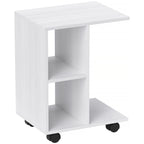 Beistelltisch in C-Form, Kaffeetisch, Couchtisch, Eckschreibtisch, mit Rollen, E1-Spanplatte, 45 x 35 x 58 cm, Weiß