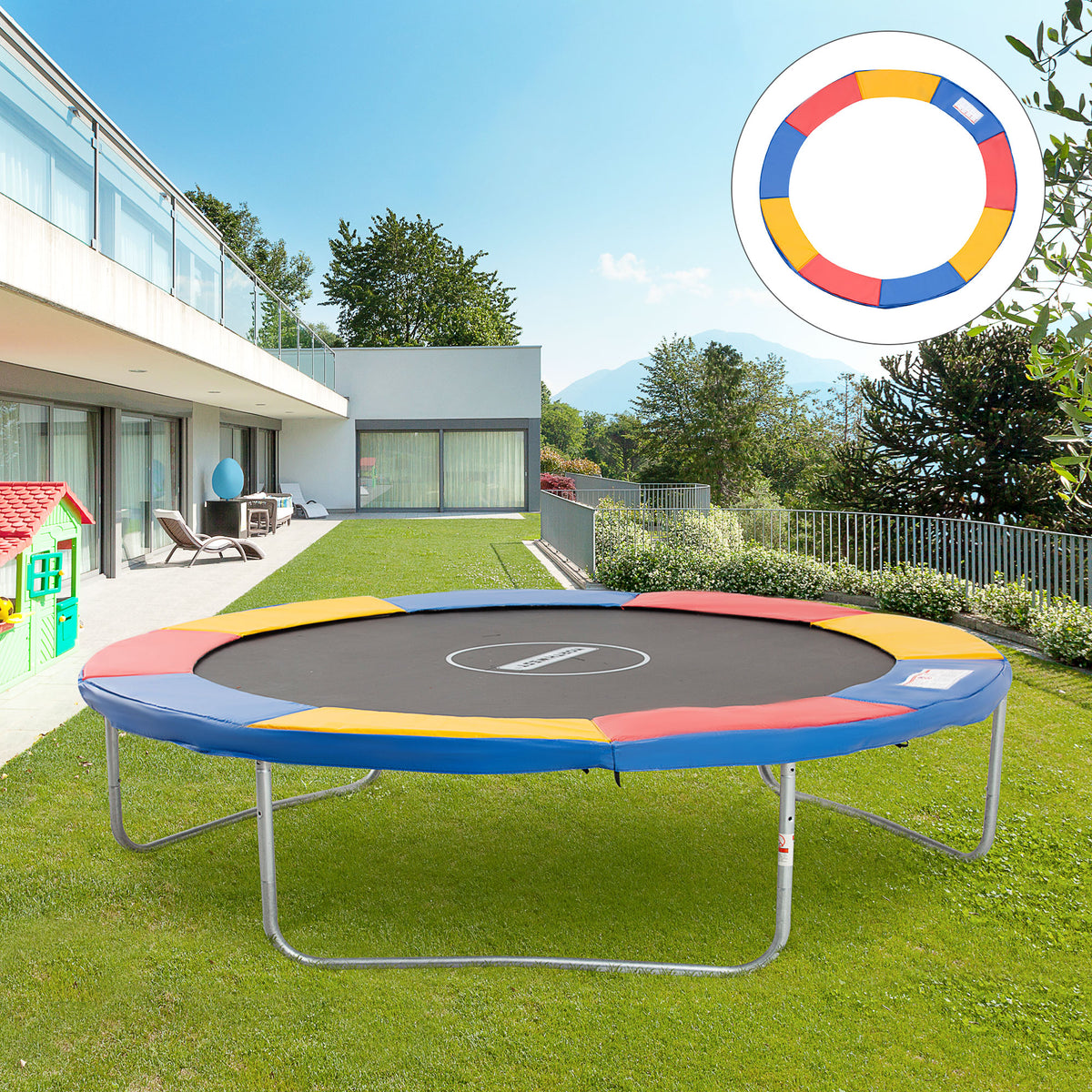 10FT Trampoline Pad, Φ305cm Trampoline Accessories Surround Safety Pad Foam Padding Pads Replacement Spare, Multi-Colour