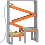 Sand Wasserspieltisch, Holz Wassertisch, Matschtisch mit Wasserbahn, 2 Becken Sandkastentisch für 3-8 Jahre Kinder Grau
