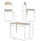 Essgruppe 5-teilig Esstisch Set mit Holzmaserung MDF und Metall in Grau und Weiß, 1 Tisch und 4 Stühle für modernes Esszimmer