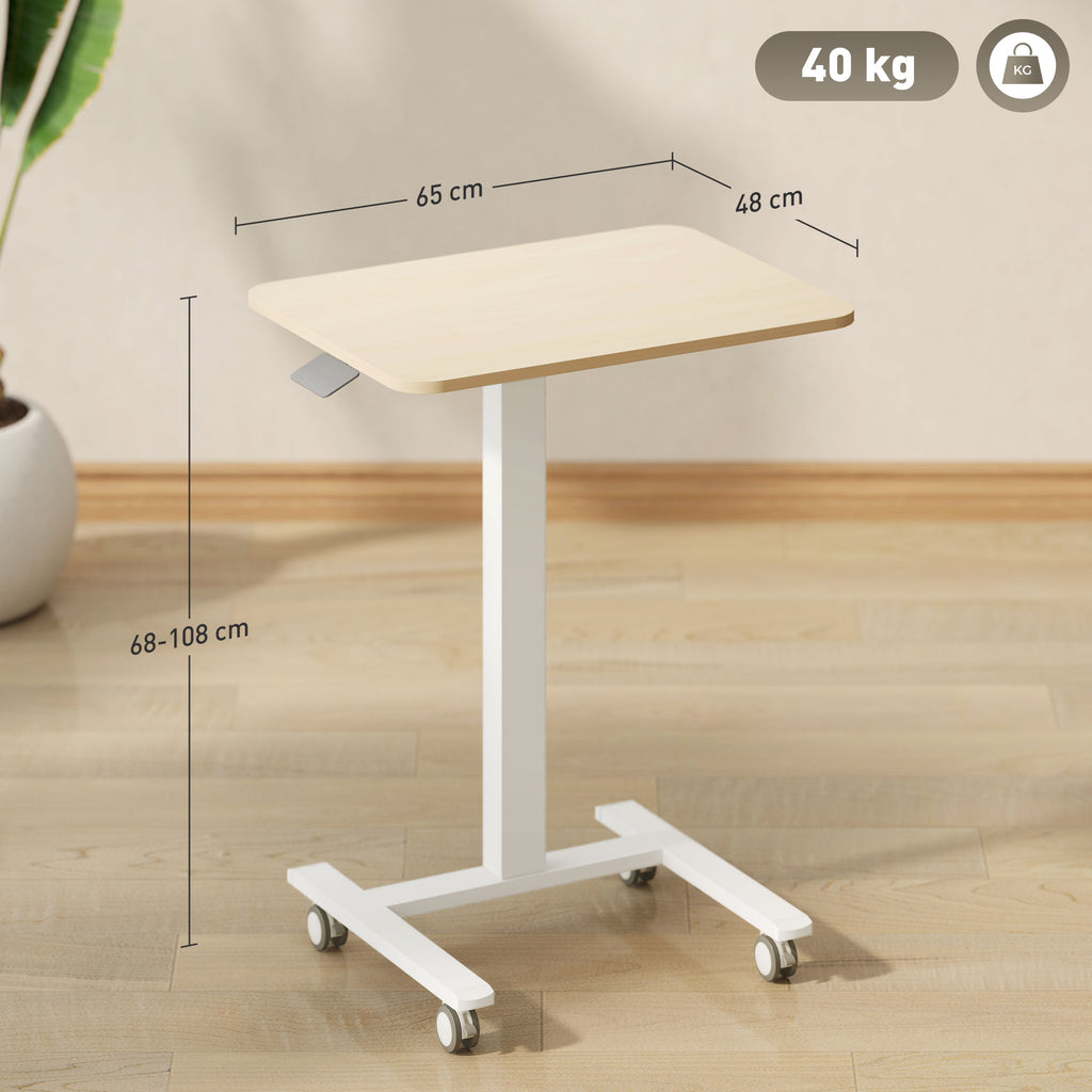 68-108cm Height Adjustable Work Desk - Wood-Effect/White