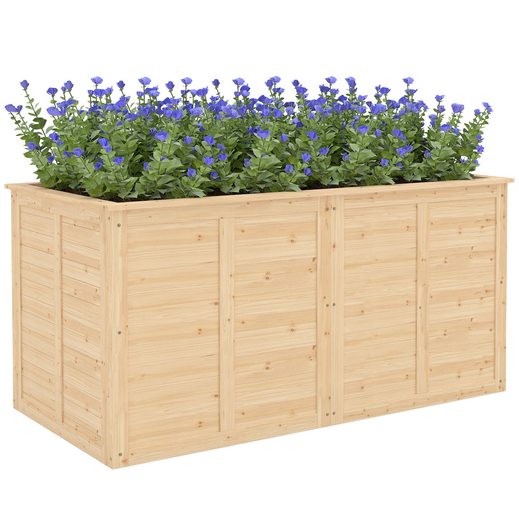Hochbeet Holz 152 x 77 x 77 cm Erhöhtes Tief Kräuterbeet mit Offenem Boden Verstärkungsstangen