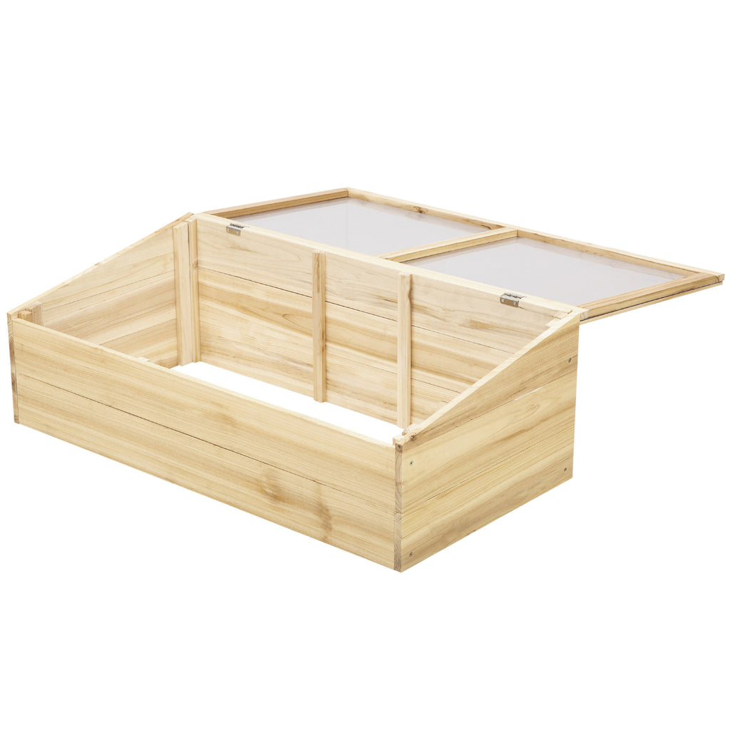 Gewächshaus Holz Frühbeet Frühbeetkasten Treibhaus Garten & Pflanzkasten-System für Garten Balkon, 100 x 50 x 35 cm, Natur, Tanne, PC-Platte