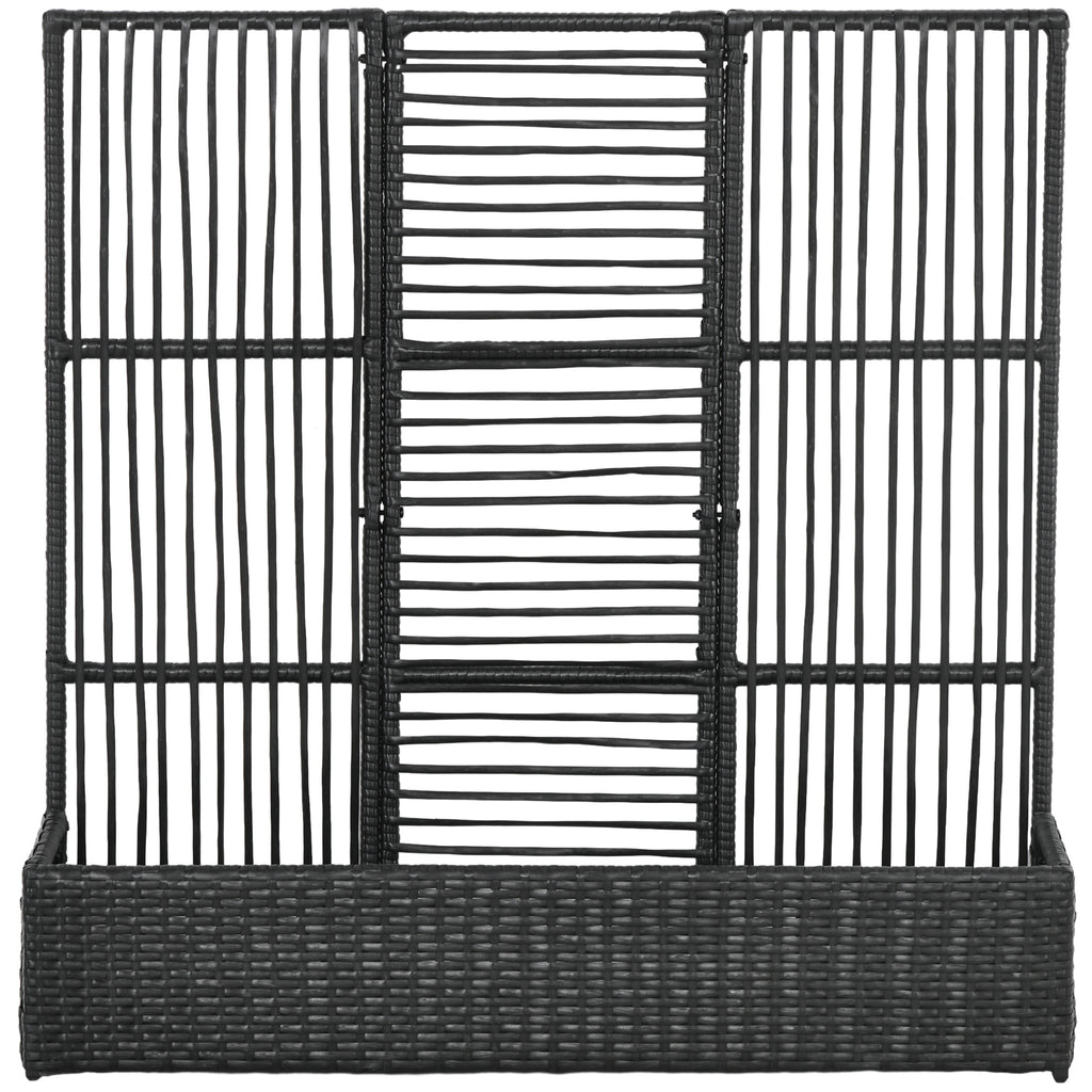 Blumenkasten mit Spalier, wetterfest, Polyrattan, 103 x 29 x 103 cm, Schwarz