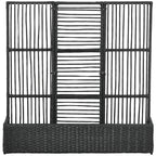 Blumenkasten mit Spalier, wetterfest, Polyrattan, 103 x 29 x 103 cm, Schwarz