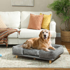 Hundesofa, Haustiersofa, Haustierbett, abnehmbares u. waschbares Polster, Natur+ Dunkelgrau