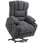 Elektrischer Power Lift Aufsteh-Sessel mit Massage- und W?rmefunktion, USB-Anschl¨¹ssen, Becherhaltern, Dunkelgrau