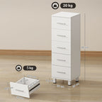 Badezimmerschrank Schmaler Badschrank mit 5 Schubladen für Badezimmer 30 x 30 x 95 cm Weiß