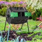160L 360° Rotating Dual Chamber Composter - Black