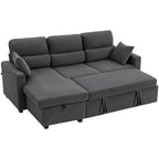 Verstellbares Bettsofa, L-f?rmiges G?stesofa mit Bettfunktion, Stauraum, Kissen, f¨¹r Wohnzimmer, G?stezimmer, Dunkelgrau