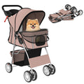 Dog Pram, Pet Stroller with Reflective Strips, Foldable Cat Stroller with 360° Swivel Wheels, Brown