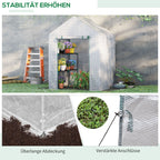  Walk In Greenhouse with 2 Tier Shelf, Portable Gardening Plant Grow House Tomato Greenhouse with Roll up Zip Panel Door, Reinforced PE Cover, 143 x 143 x 195cm, Green