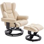 Relaxsessel mit Hocker, Liegefunktion, drehbar, bis 160 kg, Kunstleder, Metallrahmen, creme, 80 x 79 x 100 cm