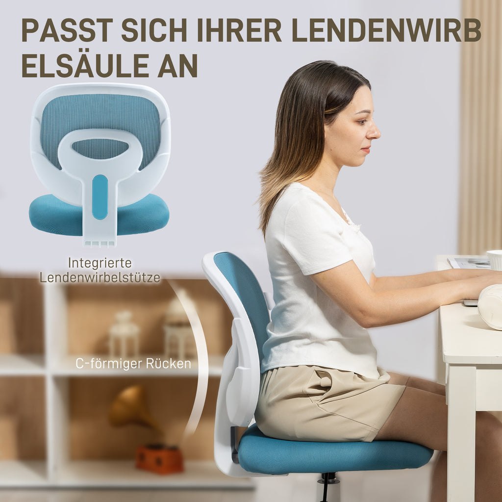 B¨¹rostuhl Ergonomischer Schreibtischstuhl mit C-f?rmiger R¨¹ckenst¨¹tze, H?henverstellbar Blau