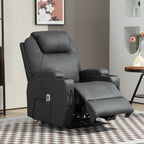 Massagesessel, elektrisch verstellbar, 8 Vibrationspunkte, Becherhalter, Kunstleder, Dunkelgrau