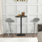 Bartisch für 2 Personen, höhenverstellbar, Marmoroptik, 60 x 60 x 68-93,5 cm, Schwarz