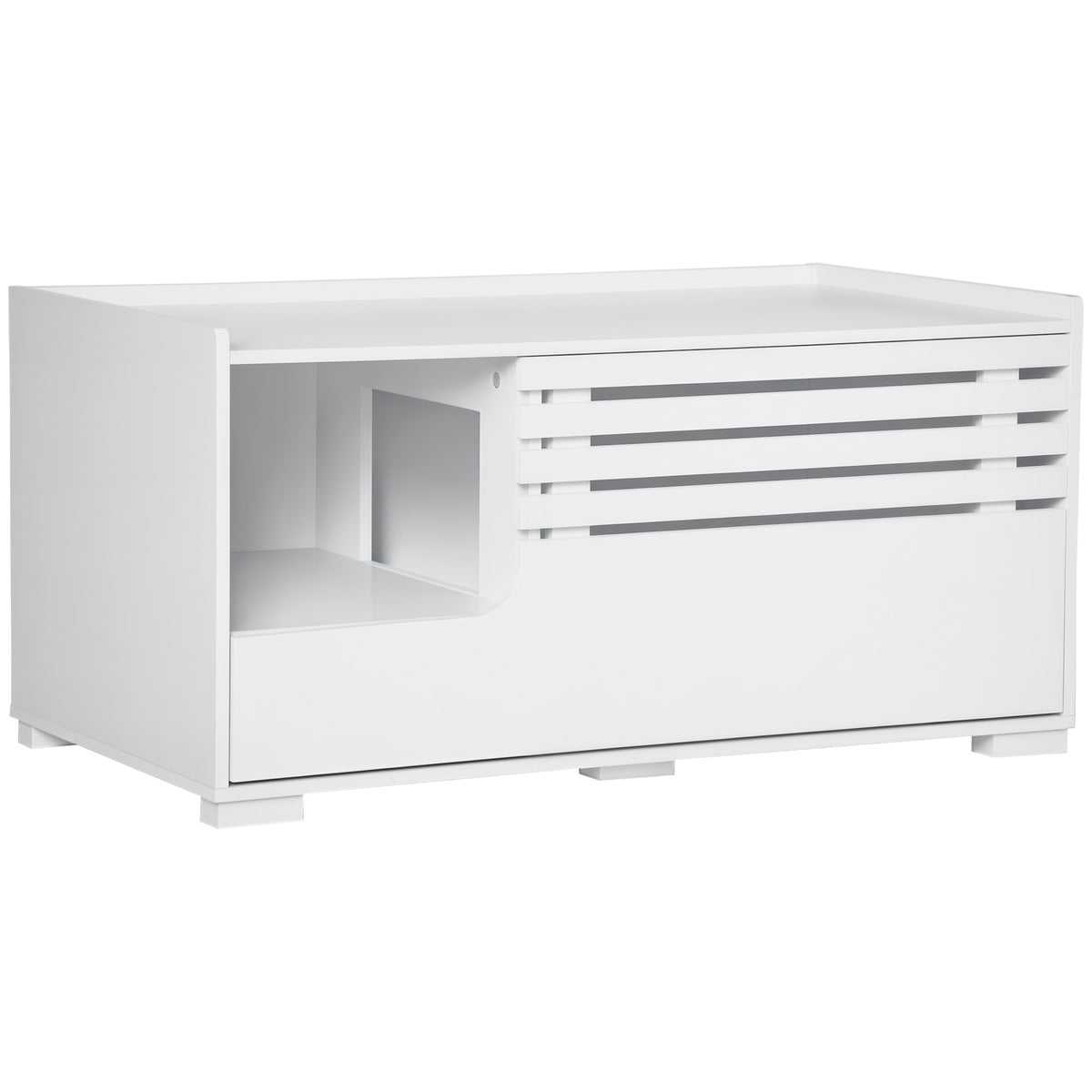  Katzenschrank mit 2 Regalen 2-in-1 Design Magnettür Weiß