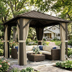 Gartenpavillon ca. 3 x 3 m Aluminium Pavillon mit Stahldach Hardtop Moskitonetz 4 Seitenteile, UPF50+