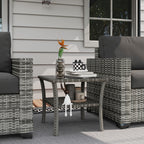 Two-tier PE Rattan Square Coffee Table - Grey