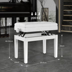 Klavierbank Höhenverstellbar mit Stauraum 54,5x33x48-58cm Weiß