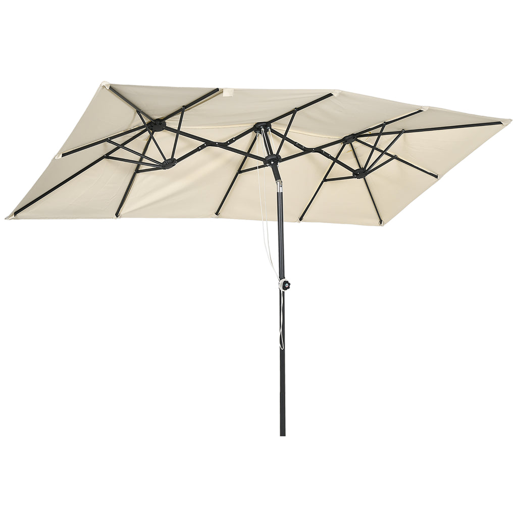 Gro?er Sonnensschirm, h?henverstellbar, neigbar, 150x295x170-214 cm, Creme