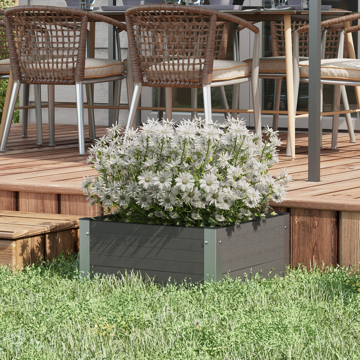 Hochbeet Gartenbeet Kr?uterbeet, wetterbest?ndig, offener Boden, 60 x 60 x 30 cm, Dunkelgrau
