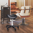 Saddle Stool, PU Leather Adjustable Rolling Salon Chair with Steel Frame for Massage, Spa, Beauty and Tattoo, Black