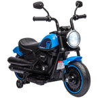Elektrisches Kindermotorrad, Elektrisches Kinderfahrzeug, mit Scheinwerfer, 3 km/h, Blau + Schwarz