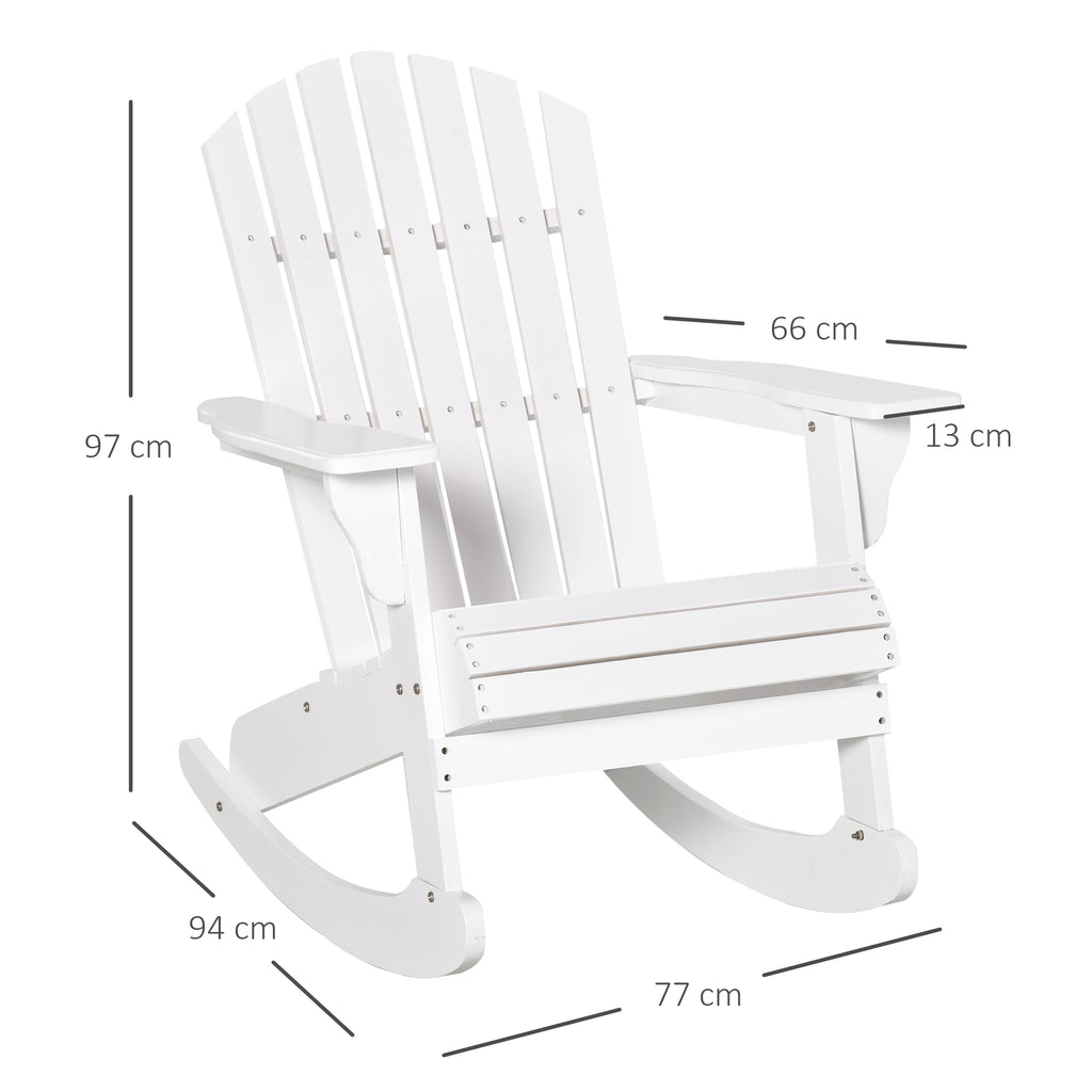 Adirondack Gartenstuhl Schaukelstuhl Schaukelsessel Gartensessel Gartenmöbel Balkonstuhl Weiß 77 x 94 x 97 cm