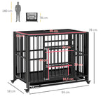  37" Heavy Duty Dog Crate, Foldable Dog Cage, with Openable Top, Locks, Removable Tray, Wheels - Black