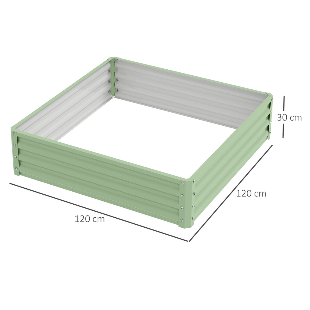 Square Raised Garden Bed Box with Weatherized Steel Frame for Vegetables, Flowers, & Herbs, 120 x 120 x 30cm, Light Green