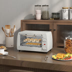 Mini-Ofen Toasterofen, 1 Backblech, 1 Grilrost, 10 L Kapazität, Timer-Funktion, 36,5 cm x 26 cm x 22 cm, Cremeweiß
