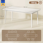 Esstisch für 8 Personen, Moderner Küchentisch mit Massivholzbeinen, 180 cm, Creme