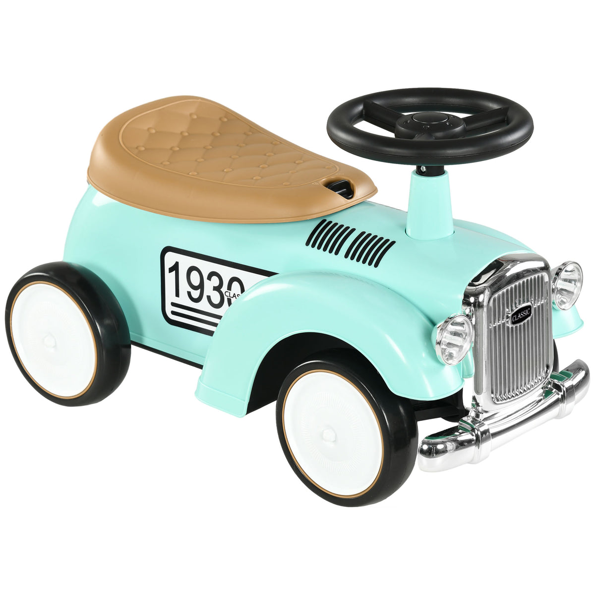Kinder Rutschauto, Vintage-Design, versteckter Stauraum, Kippschutz, Hupe, 12-36 Monate, Grün