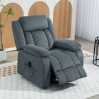 Aufstehsessel mit weichem Bezug, Recliner-Sessel mit Fernbedienung und Seitentaschen, Grau