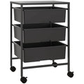 Beistellwagen mit R?dern, 3 K?rbe f¨¹r Transport und Aufbewahrung, K¨¹chenwagen, 40,8L x 33,5B x 60,5H cm, Schwarz